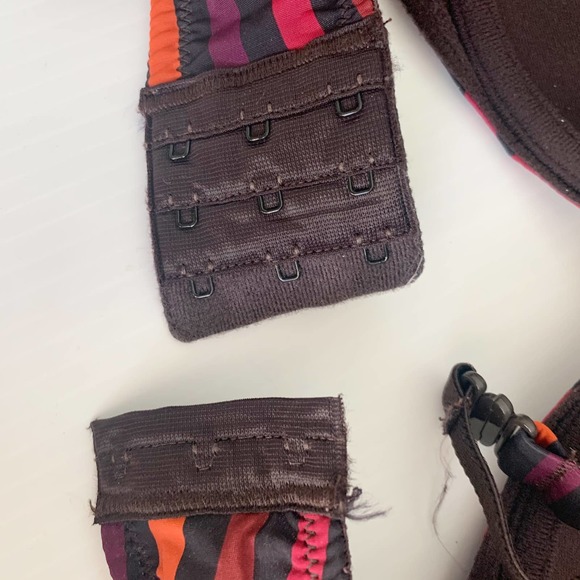 Marie Jo L'Adventure Maroon Multi-Color Striped Adjustable Bra Women's Size 34E - Picture 4 of 9